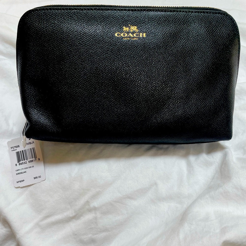 Coach Black Textured Leather Clutch